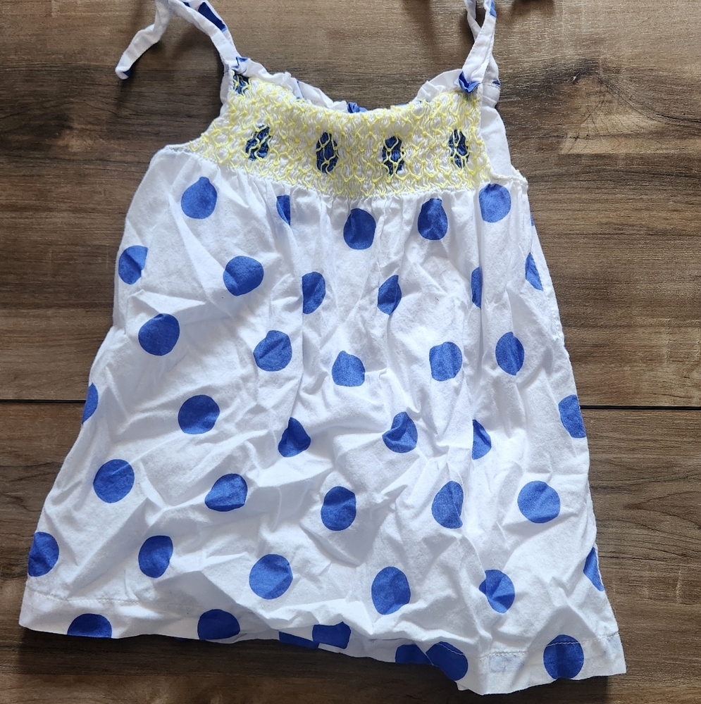 Boden Kids Polka Dot Summer Top - Blue & White